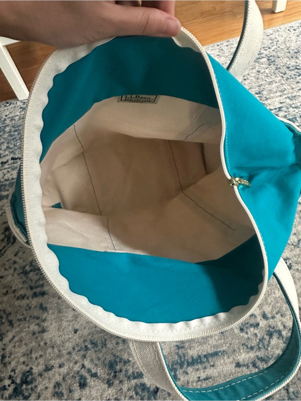 L.L. Bean Boat & Tote Medium teal Canvas Bag USA Made - Picture 9 of 10